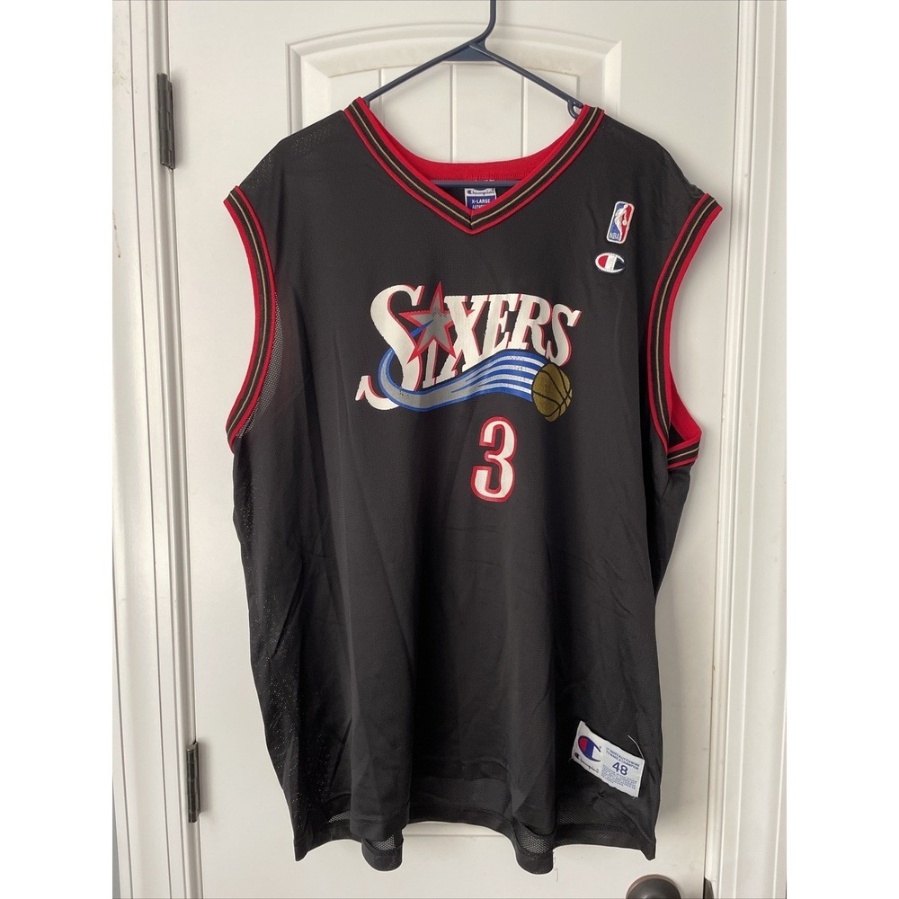 Vintage Champion Allen Iverson #3 Jersey Philadelphia Sixers 76ers SZ 48 Xl